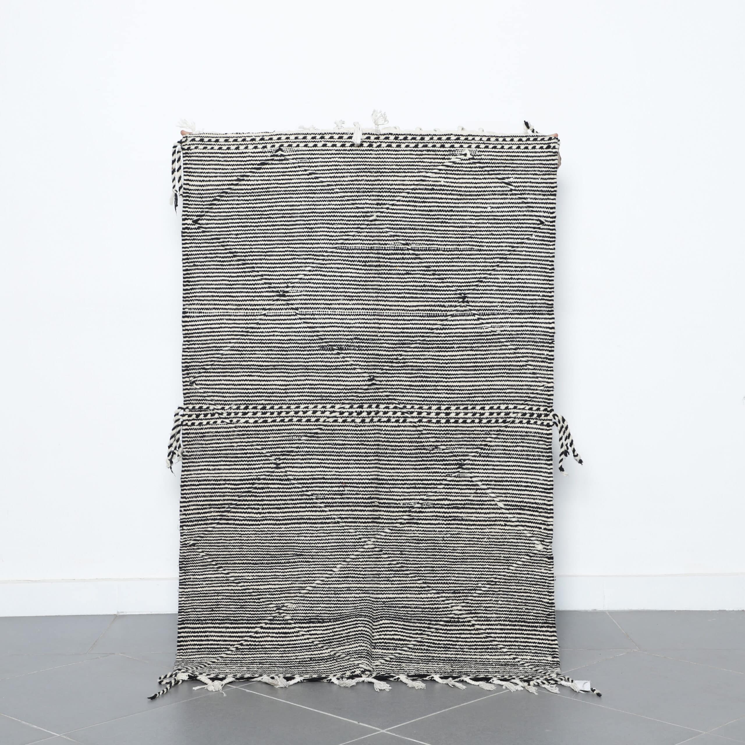 Classic Moroccan Zanafi Rug with Horizontal Stripes