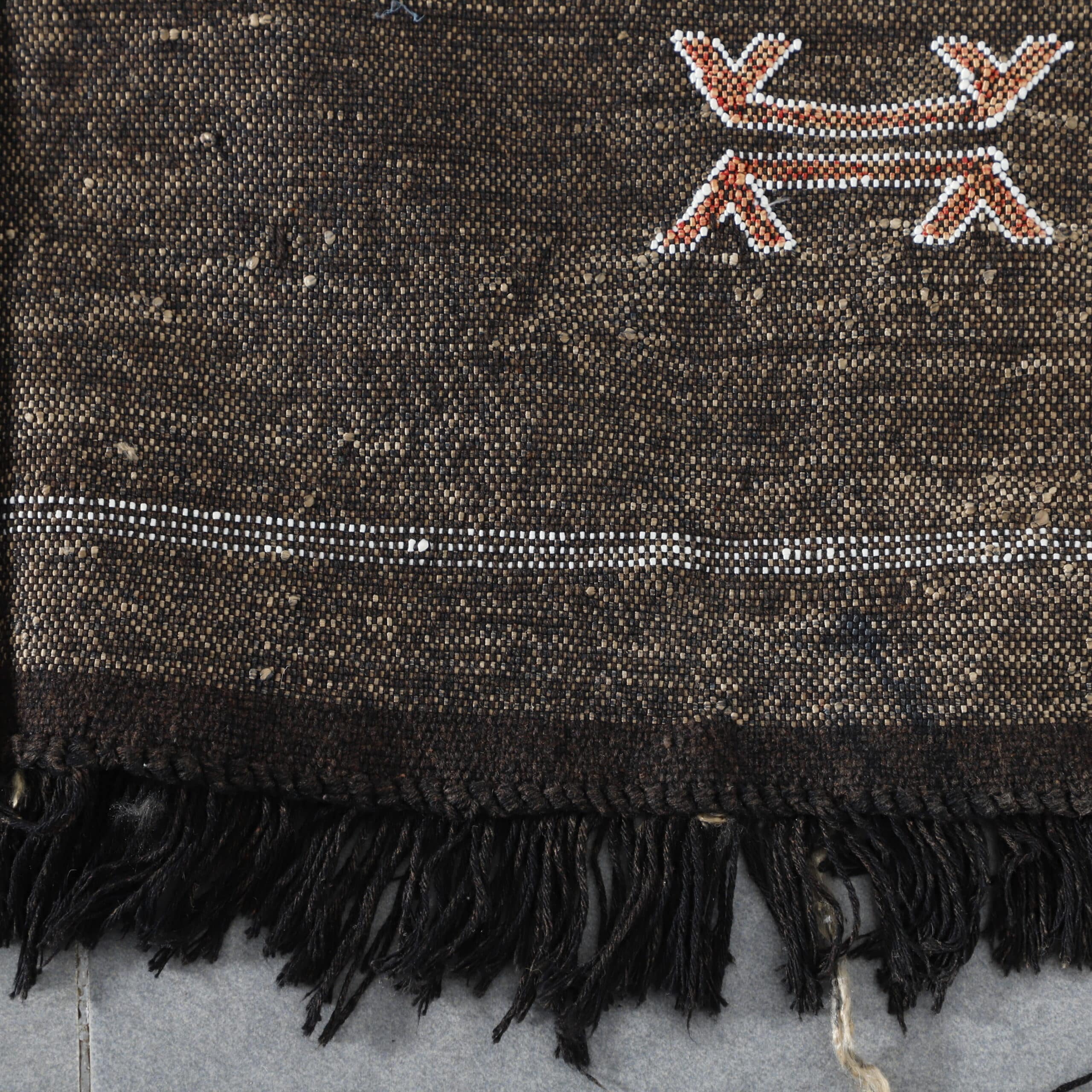 Dark Moroccan Kilim with Geometric Motifs - Image 4