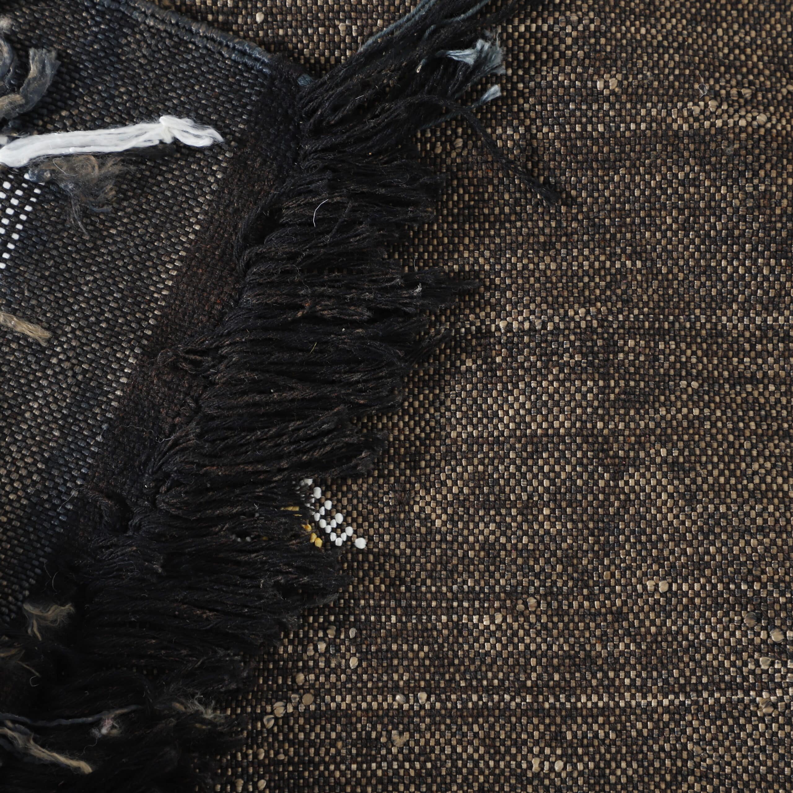 Dark Moroccan Kilim with Geometric Motifs - Image 6