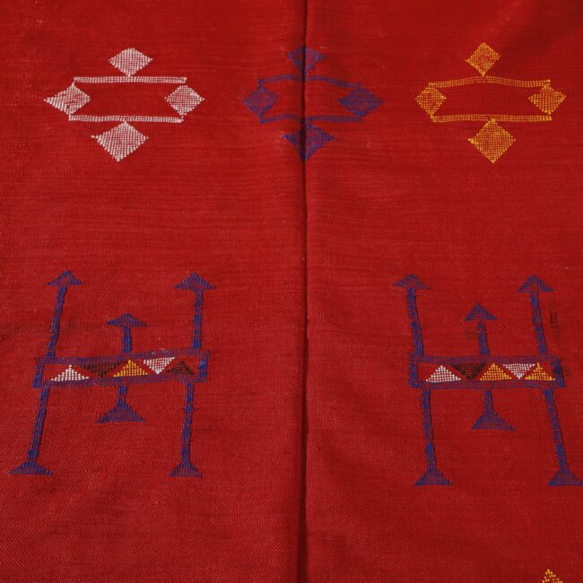 Red Moroccan Kilim Rug with Geometric Motifs - Image 4