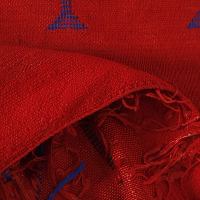 Red Moroccan Kilim Rug with Geometric Motifs - Image 2