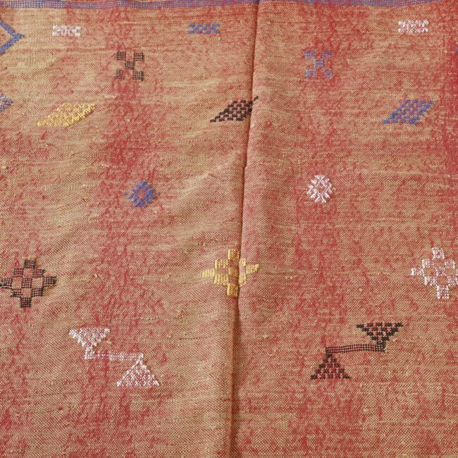 Moroccan Terracotta Cactus Silk Rug Handwoven Geometric - Image 3