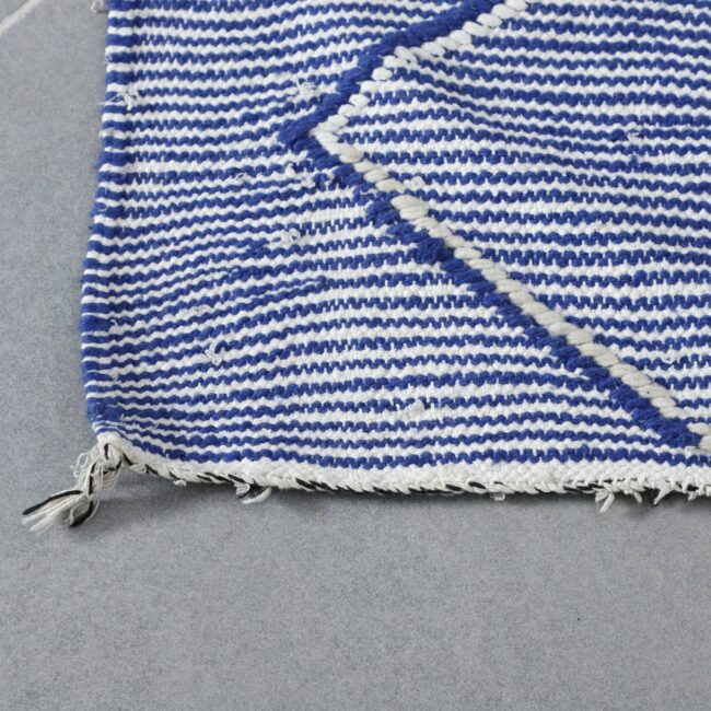 Moroccan Blue White Handwoven Kilim Rug - Image 3