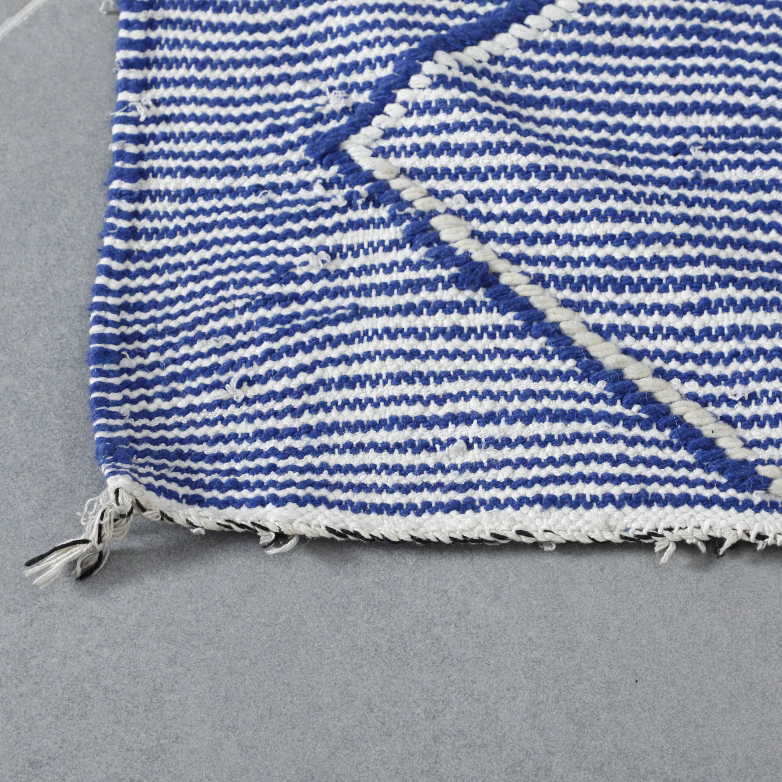 Moroccan Blue White Handwoven Kilim Rug - Image 3
