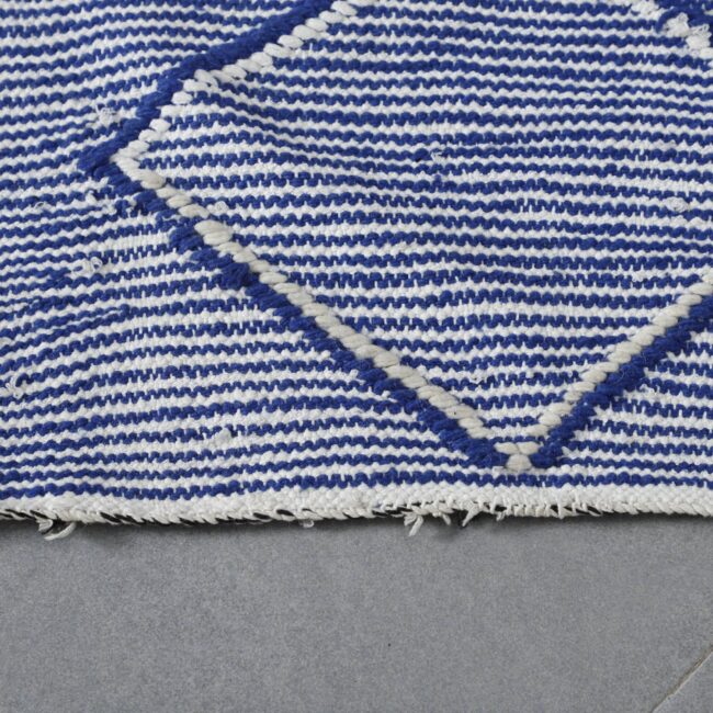 Moroccan Blue White Handwoven Kilim Rug - Image 6