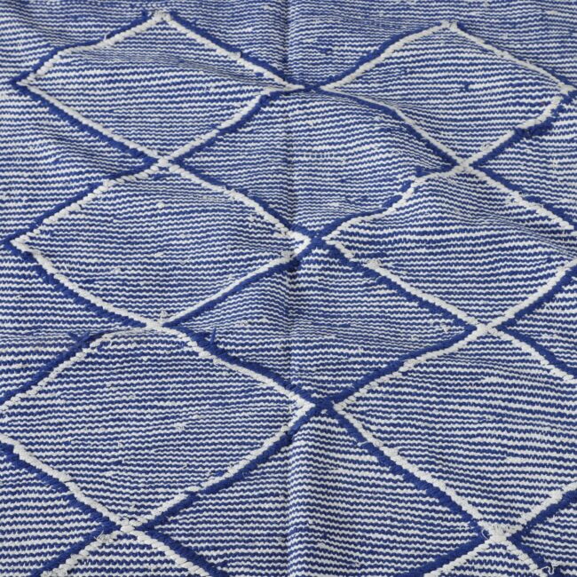 Moroccan Blue White Handwoven Kilim Rug - Image 5