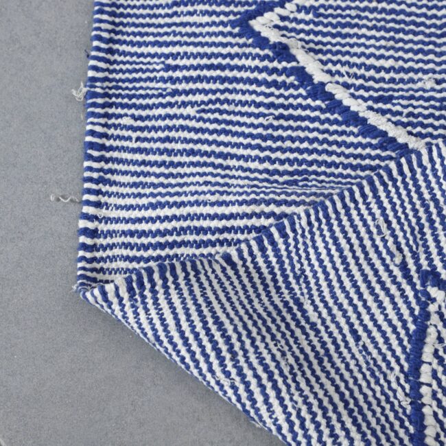 Moroccan Blue White Handwoven Kilim Rug - Image 7