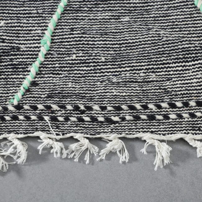 Modern Moroccan Zanafi Kilim rug with Mint Diamond Lattice - Image 5
