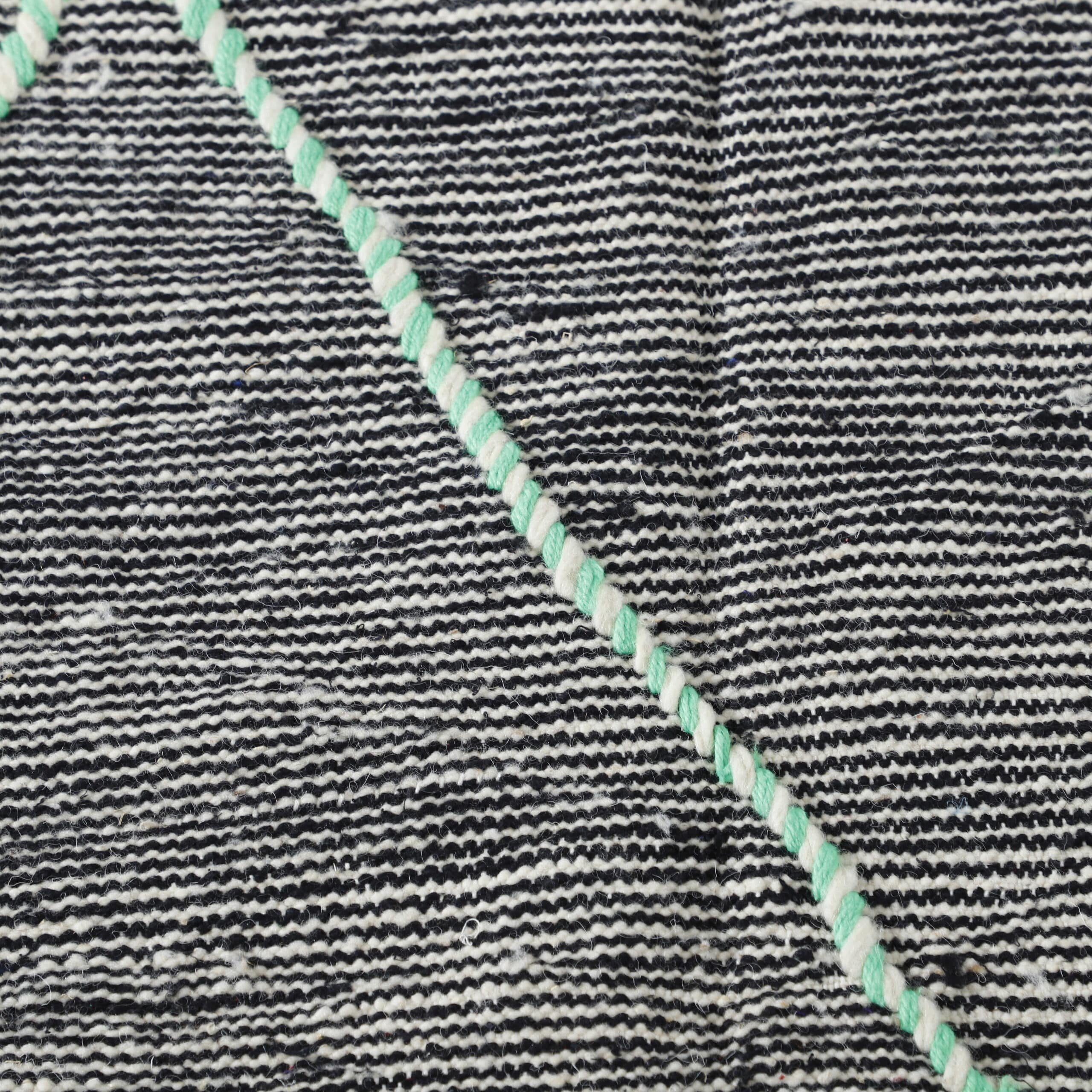 Modern Moroccan Zanafi Kilim rug with Mint Diamond Lattice - Image 3