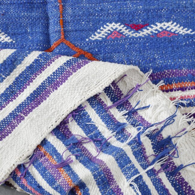 Blue Moroccan Kilim with Geometric Motifs - Image 3