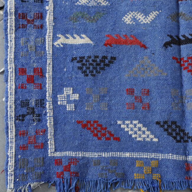 Blue Moroccan Kilim with Geometric Motifs - Image 2