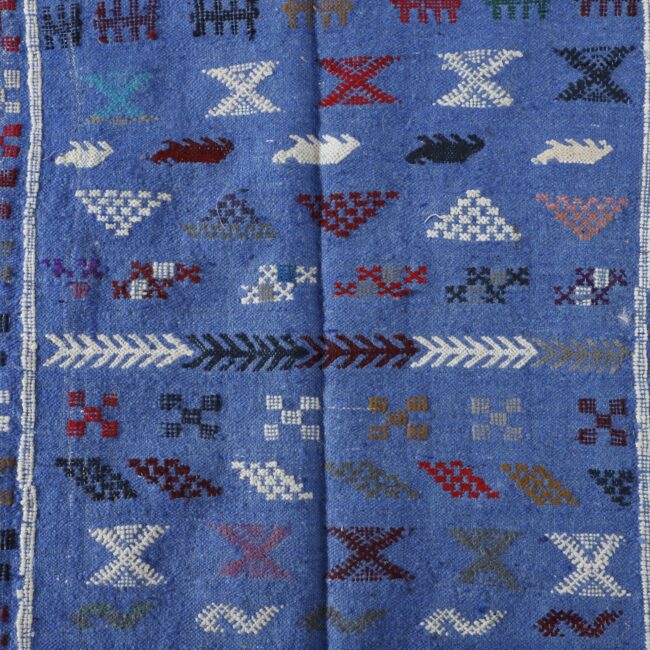 Blue Moroccan Kilim with Geometric Motifs - Image 4