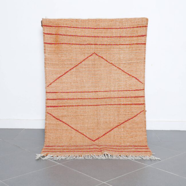 Terracotta Moroccan Kilim with Diamond Motif