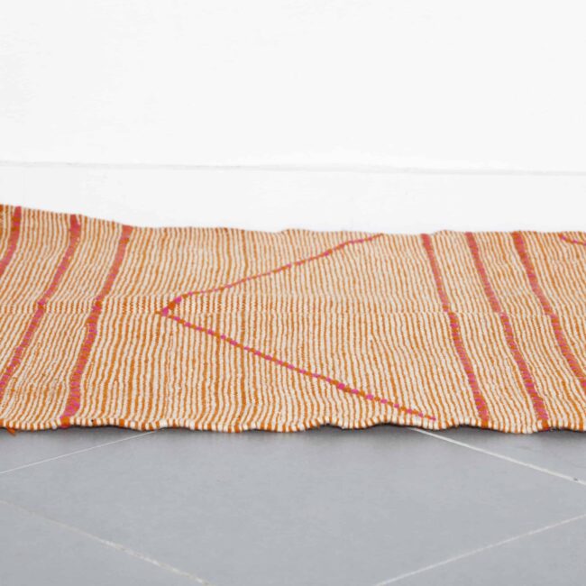 Terracotta Moroccan Kilim with Diamond Motif - Image 2