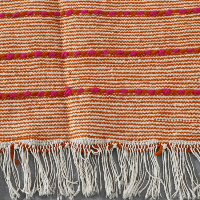 Terracotta Moroccan Kilim with Diamond Motif - Image 3