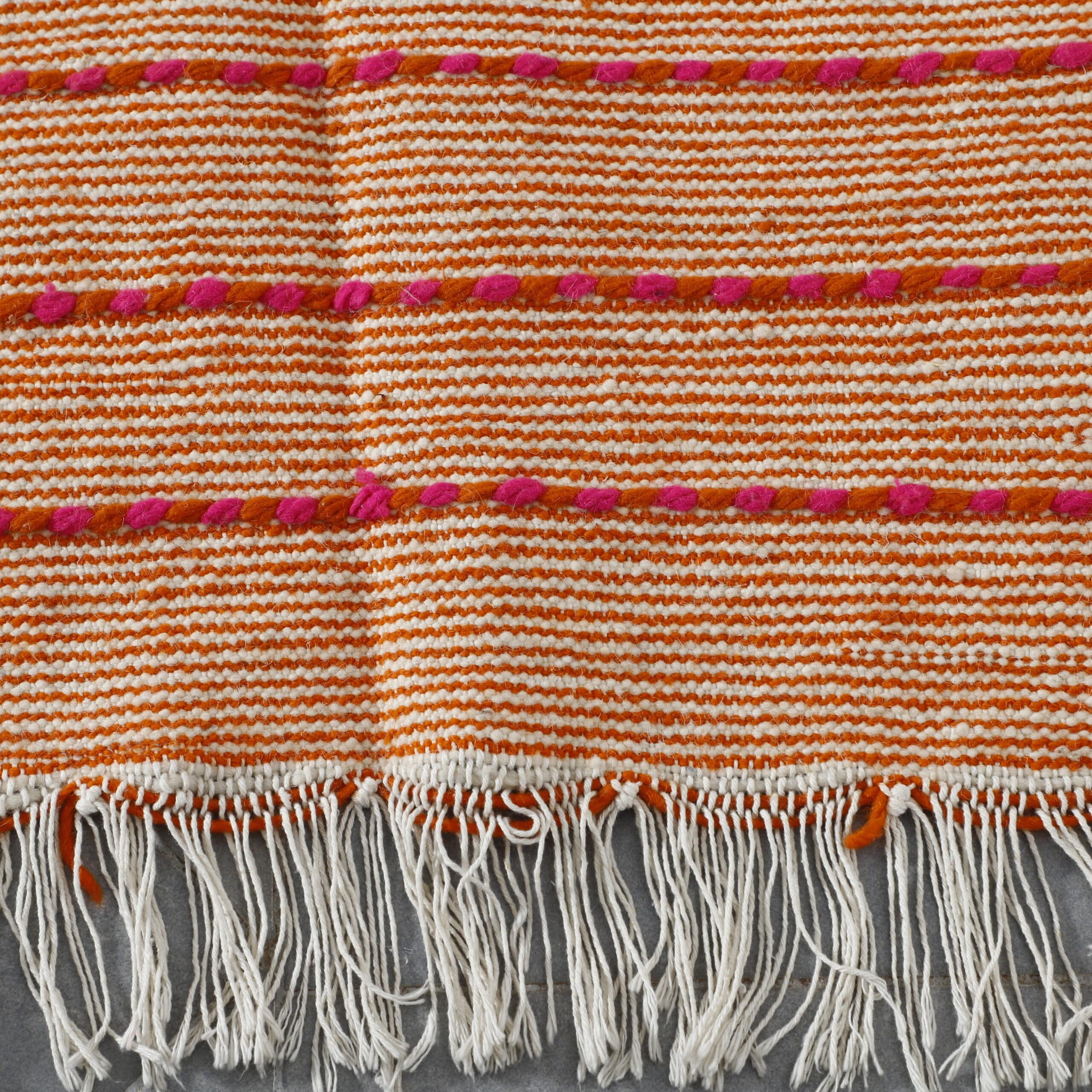 Terracotta Moroccan Kilim with Diamond Motif - Image 3