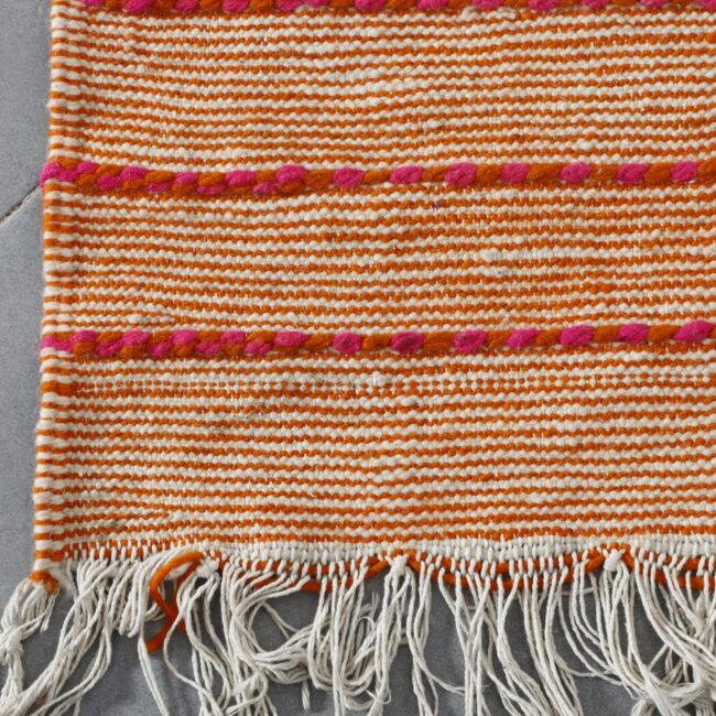 Terracotta Moroccan Kilim with Diamond Motif - Image 4