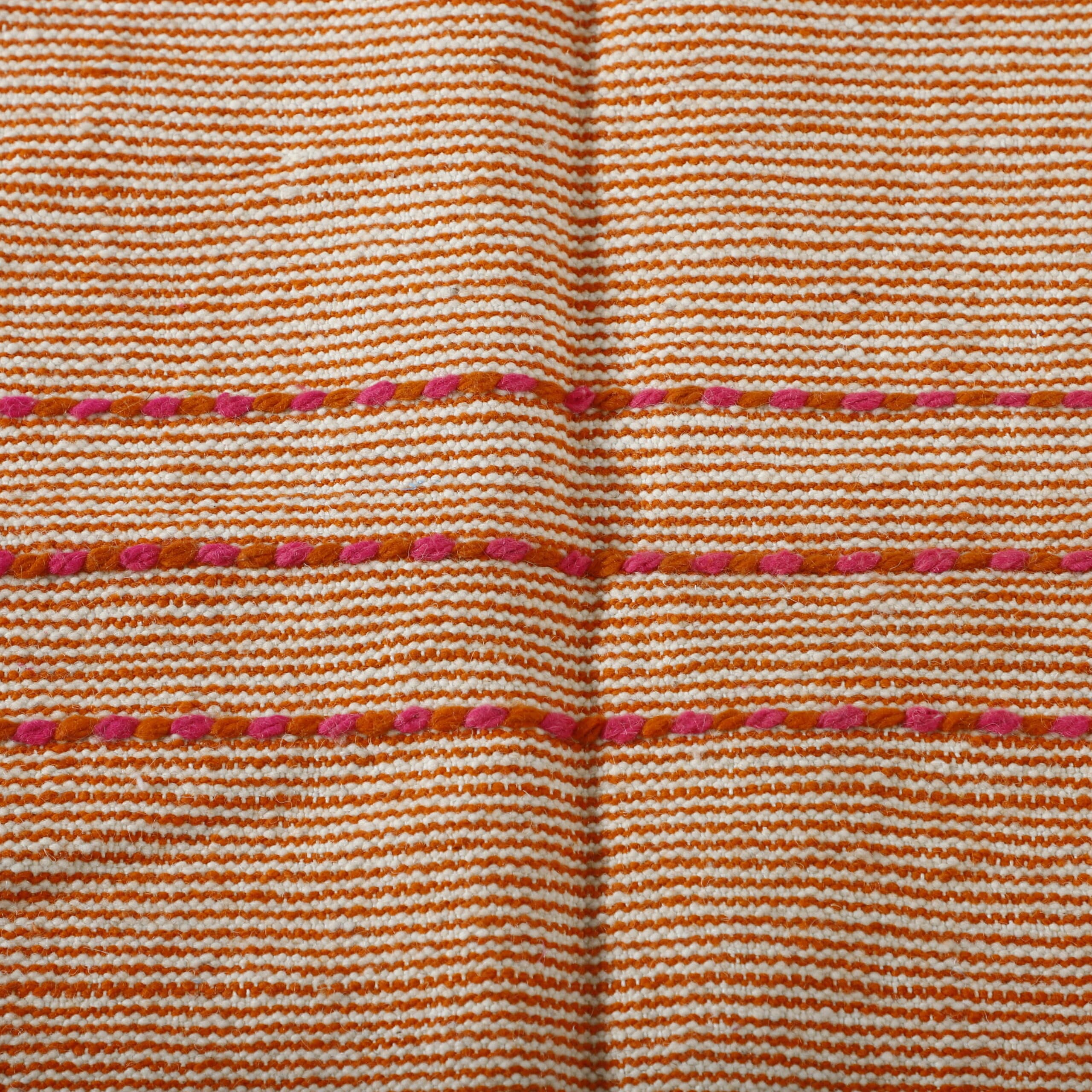 Terracotta Moroccan Kilim with Diamond Motif - Image 5
