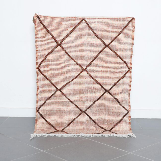 Terracotta Moroccan Kilim with Diamond Lattice