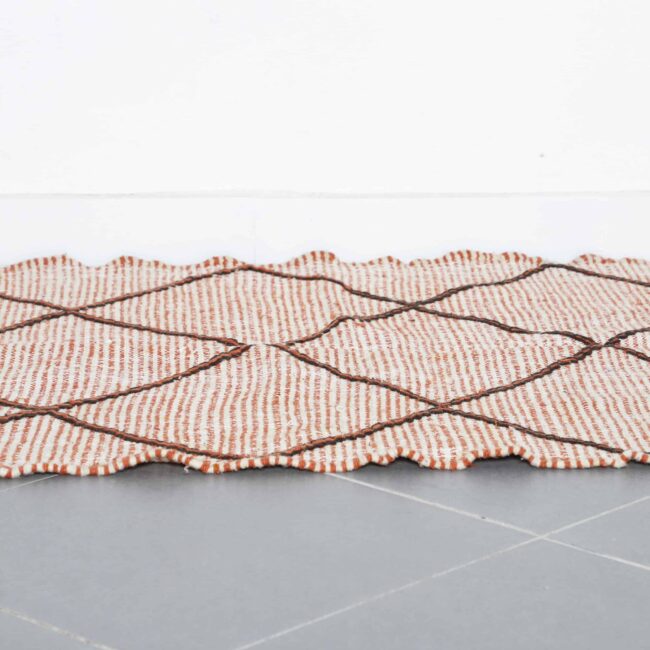 Terracotta Moroccan Kilim with Diamond Lattice - Image 2
