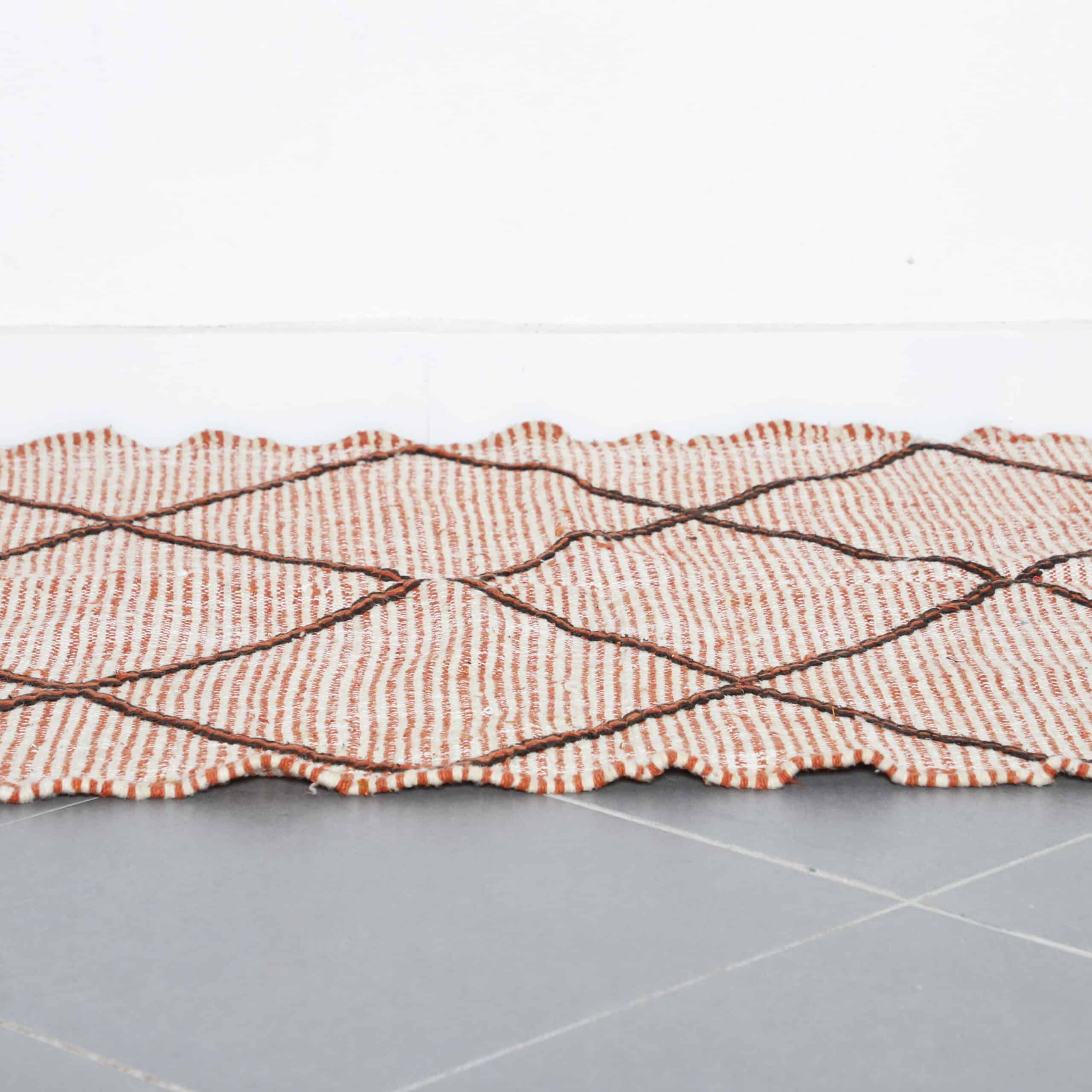 Terracotta Moroccan Kilim with Diamond Lattice - Image 2