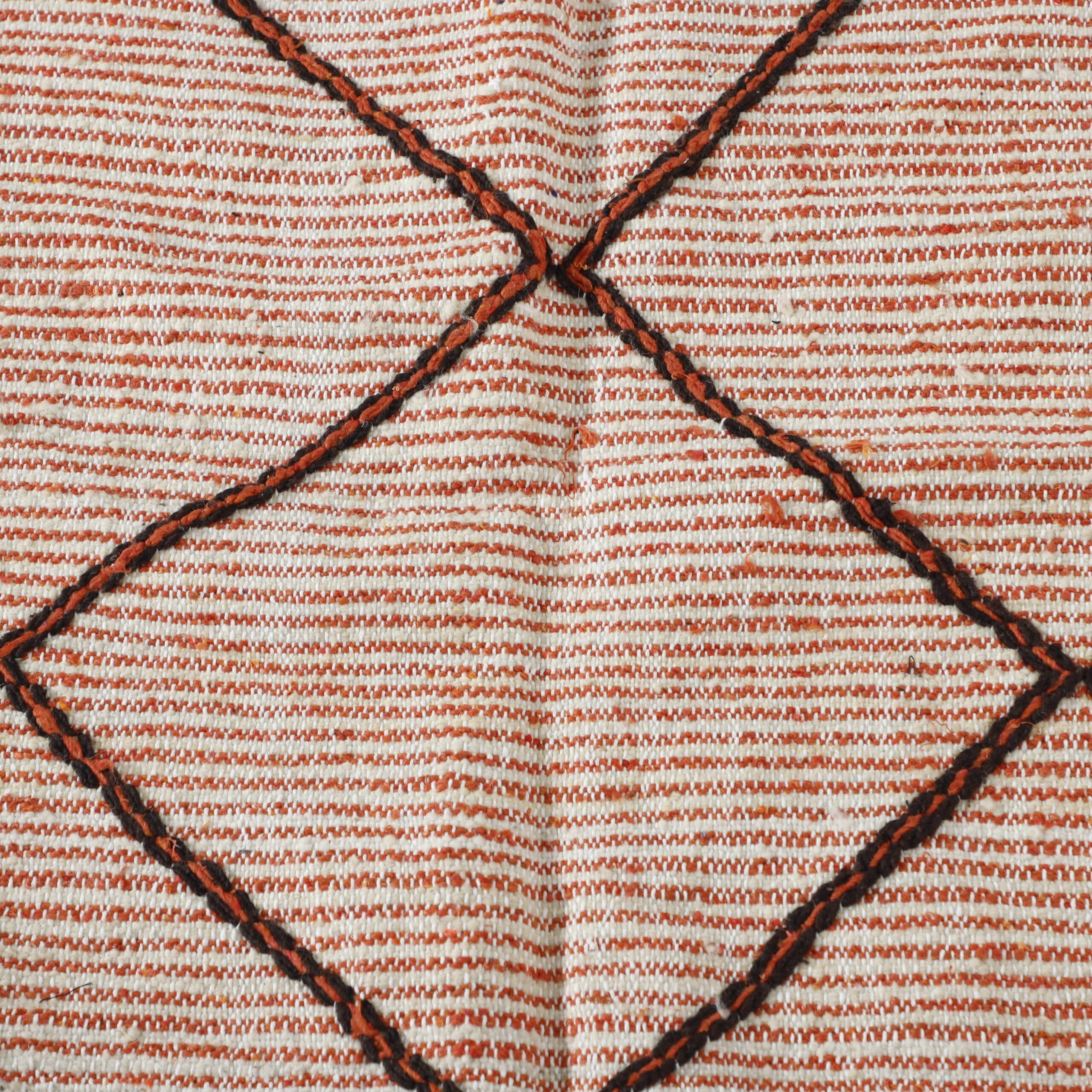 Terracotta Moroccan Kilim with Diamond Lattice - Image 4