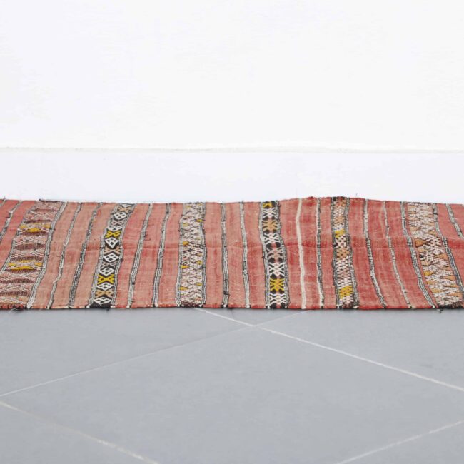 Red Moroccan Kilim with Geometric Stripes - Image 5