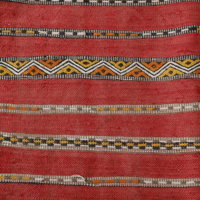 Red Moroccan Kilim with Horizontal Stripes - Image 3