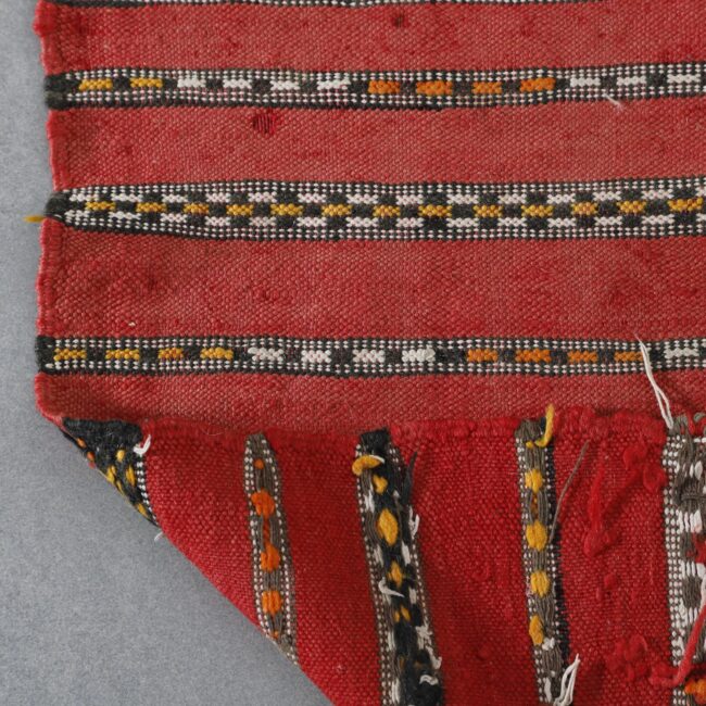 Red Moroccan Kilim with Horizontal Stripes - Image 2