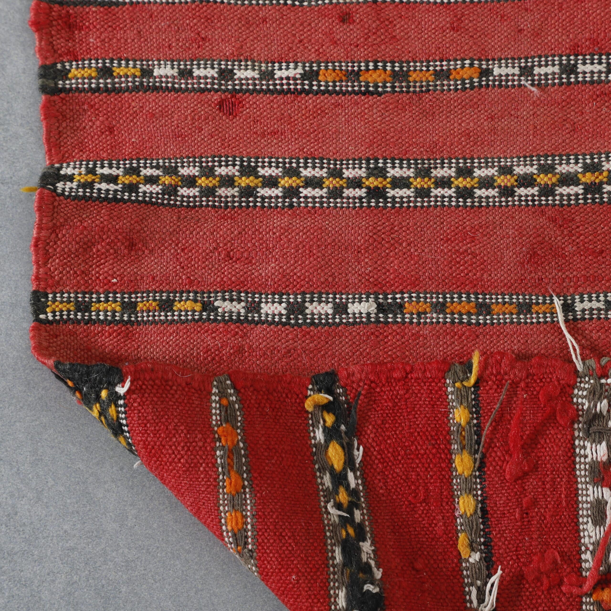 Red Moroccan Kilim with Horizontal Stripes - Image 2