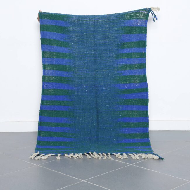 Blue and Green Striped Moroccan Kilim
