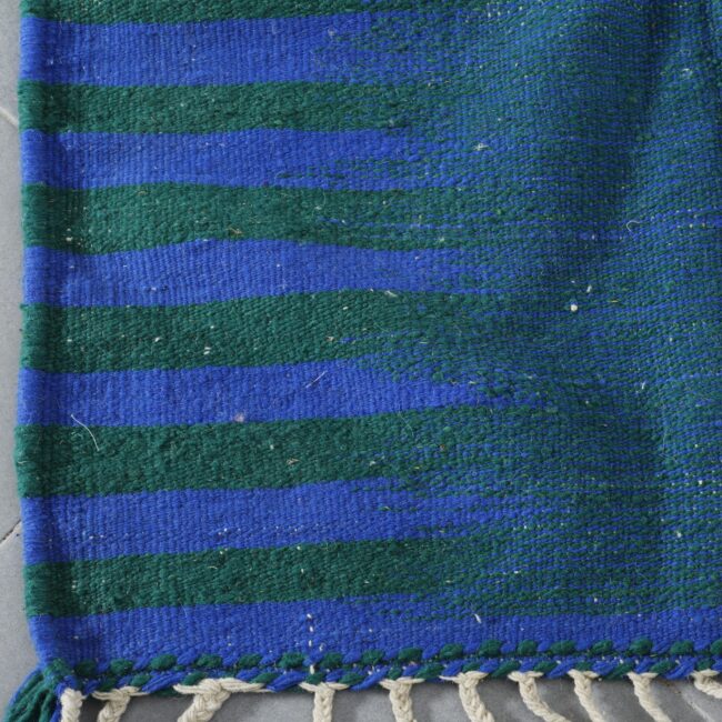 Blue and Green Striped Moroccan Kilim - Image 3
