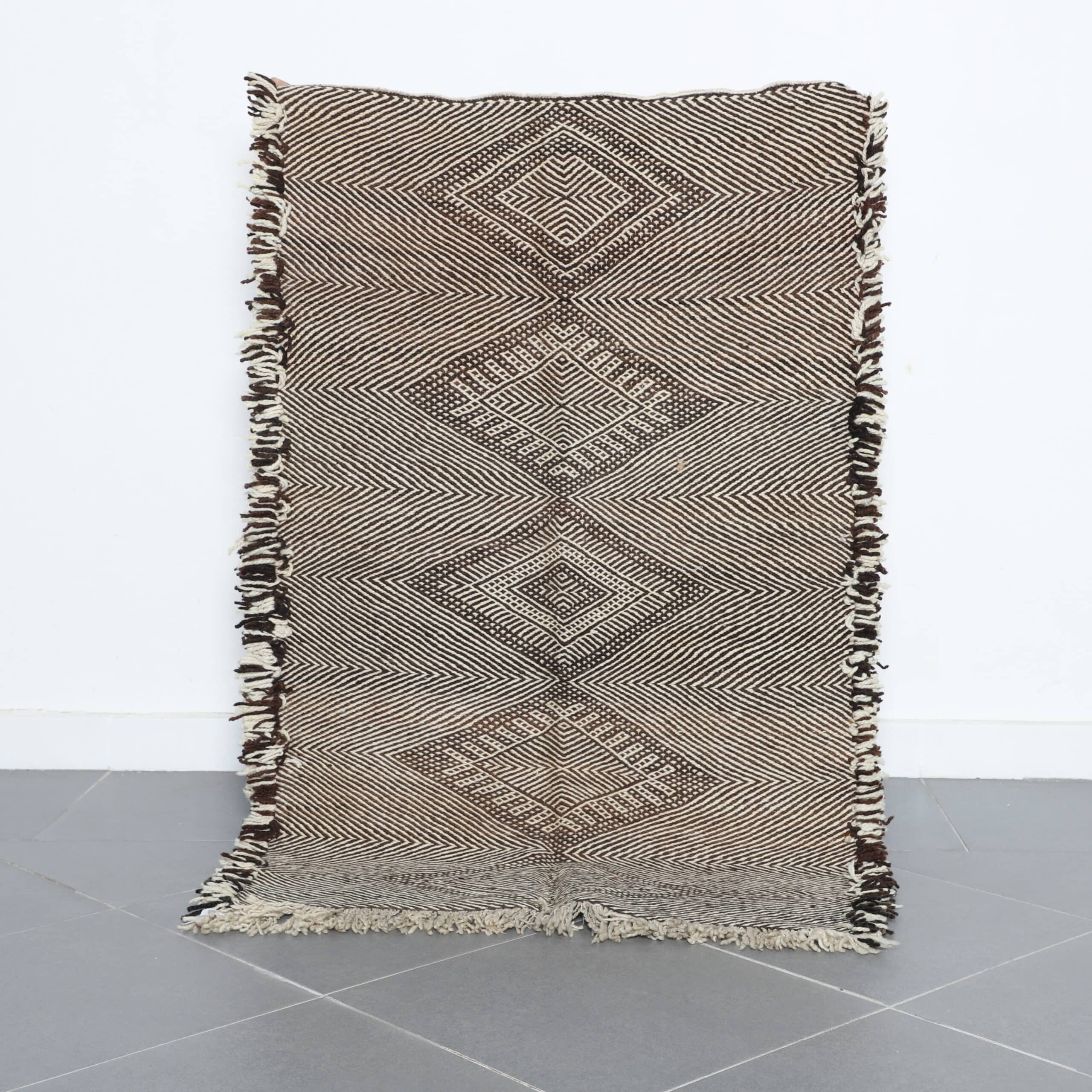 Authentic Moroccan Zanafi Rug with Diamond Motifs