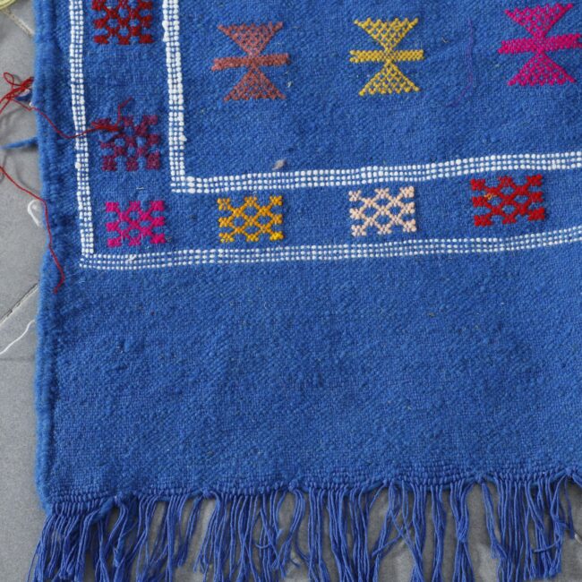 Blue Moroccan Kilim with Geometric Motifs - Image 4