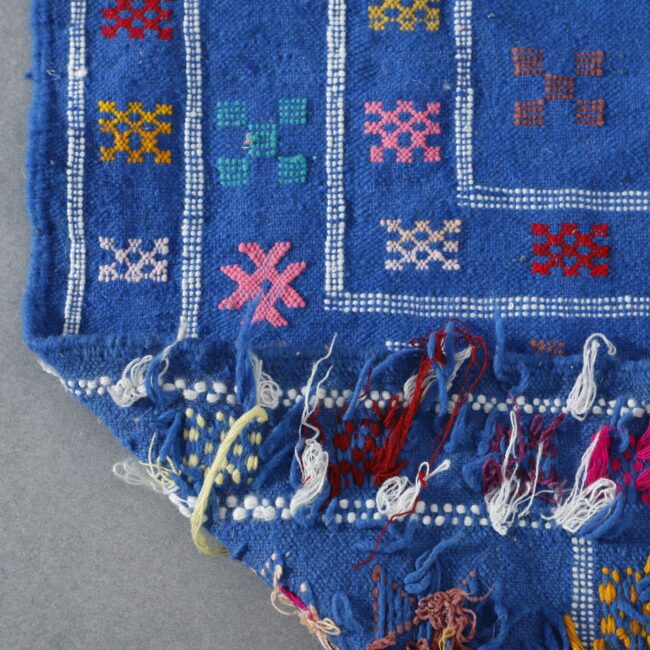 Blue Moroccan Kilim with Geometric Motifs - Image 2