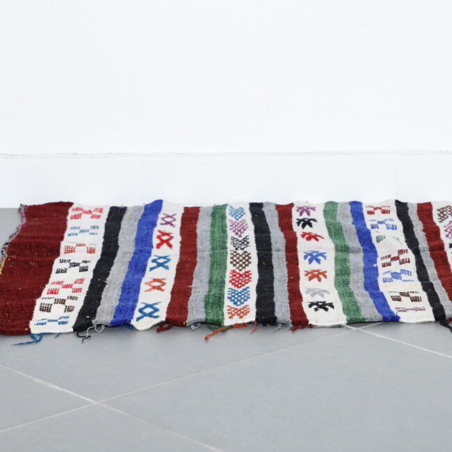 Colorful Moroccan Kilim with Horizontal Stripes - Image 6