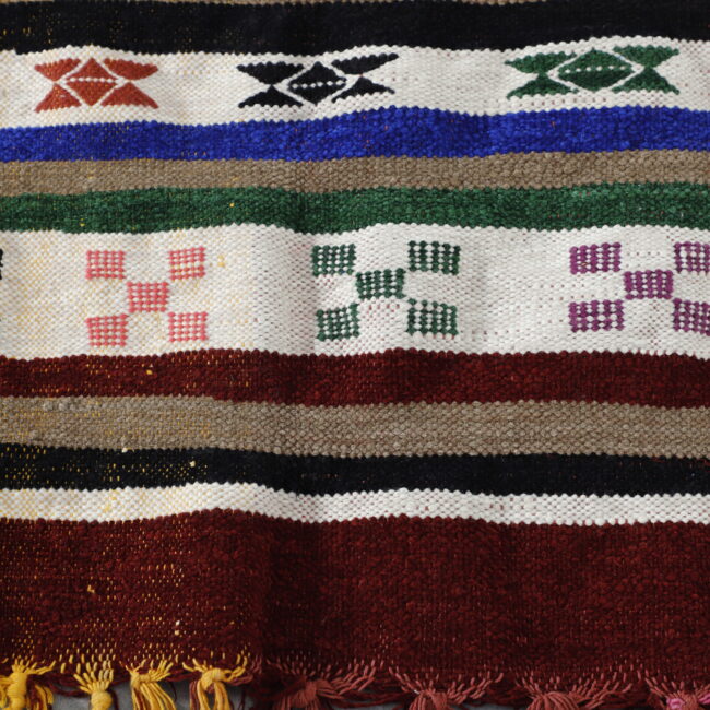 Colorful Moroccan Kilim with Horizontal Stripes - Image 2