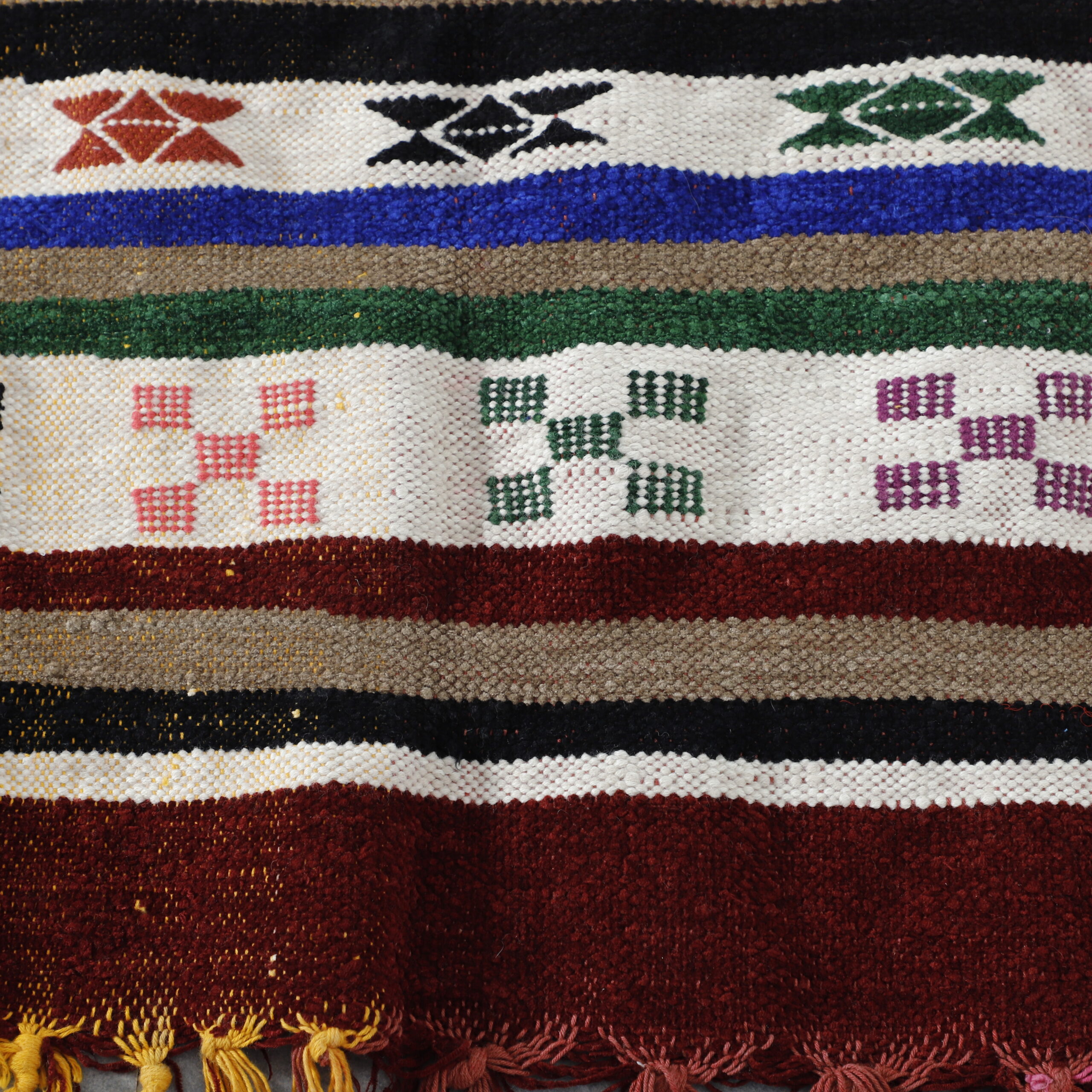 Colorful Moroccan Kilim with Horizontal Stripes - Image 2