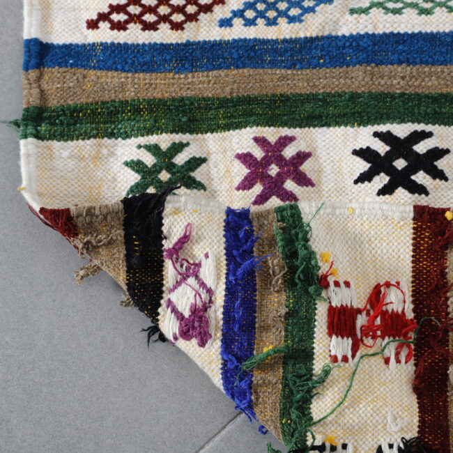 Colorful Moroccan Kilim with Horizontal Stripes - Image 3