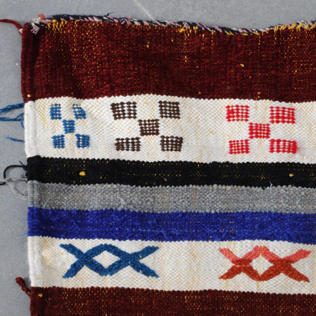 Colorful Moroccan Kilim with Horizontal Stripes - Image 5