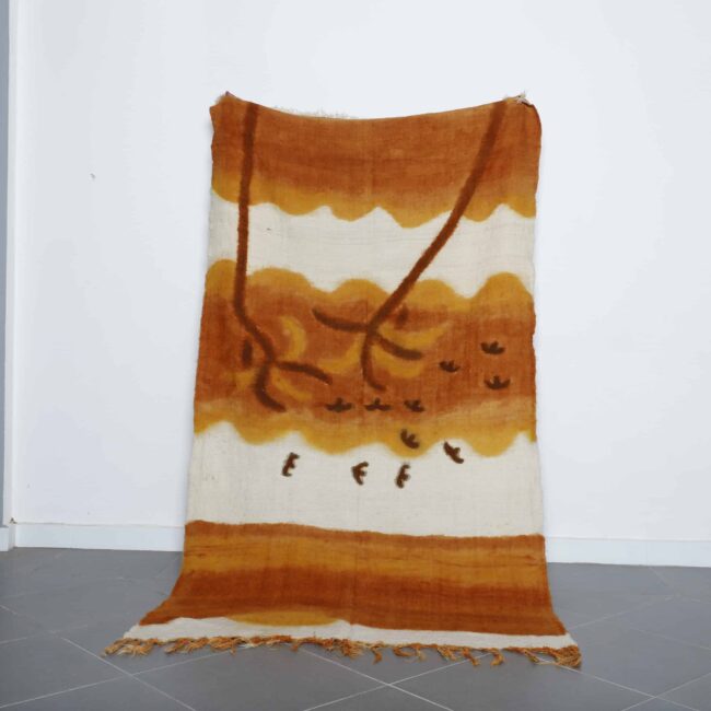 Moroccan Beni Ourain Rug with Bird Motifs