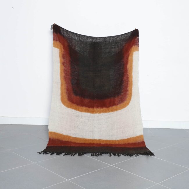 Traditional Berber Veil with Earthy Hues & Henna-Dyed Moroccan Craftsmanship