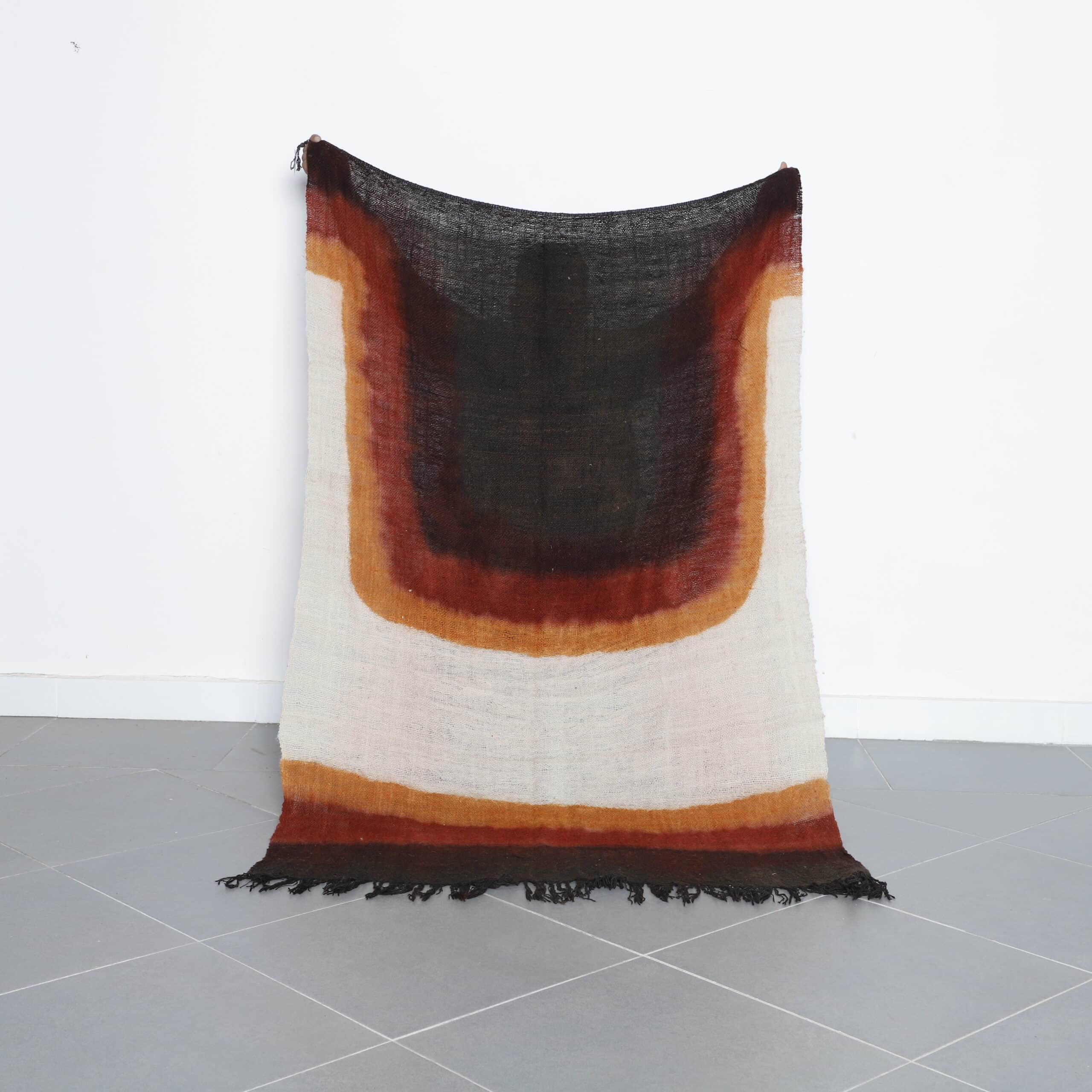 Traditional Berber Veil with Earthy Hues & Henna-Dyed Moroccan Craftsmanship