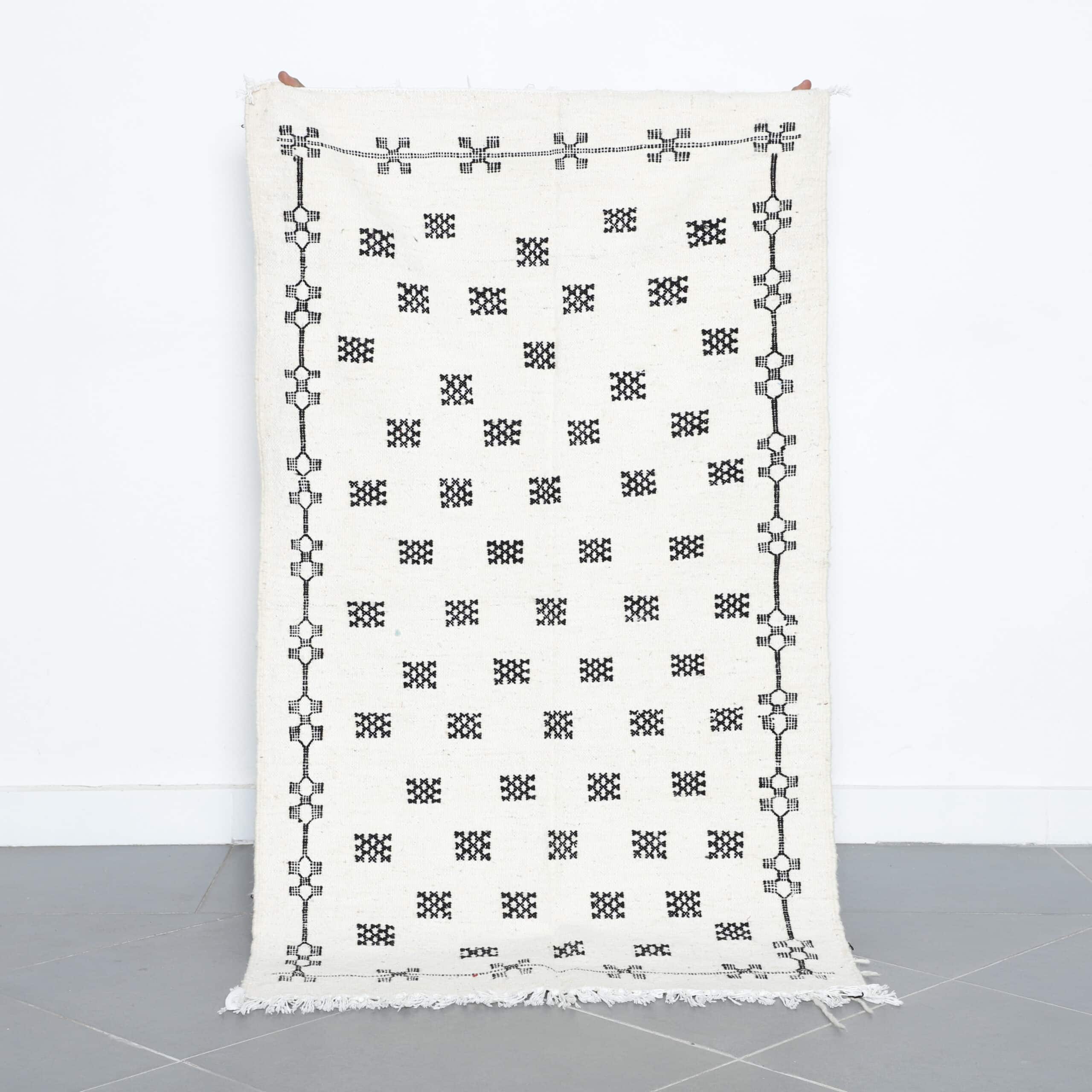 Classic Moroccan Beni Ourain Rug with Geometric Motifs