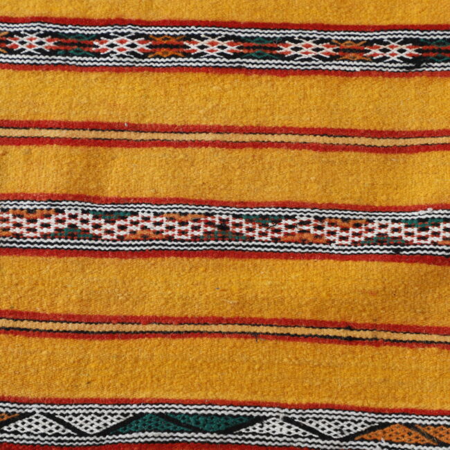 Golden Moroccan Kilim with Horizontal Stripes - Image 3
