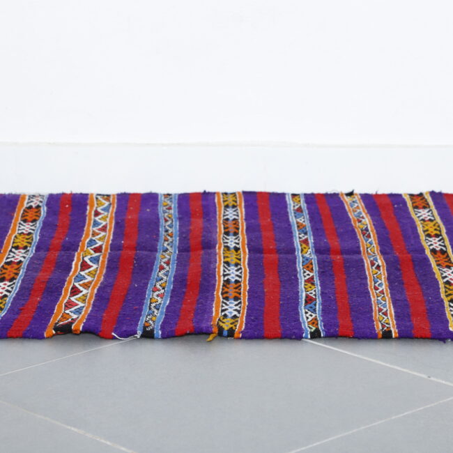 Vibrant Moroccan Kilim with Striped Design - Image 5