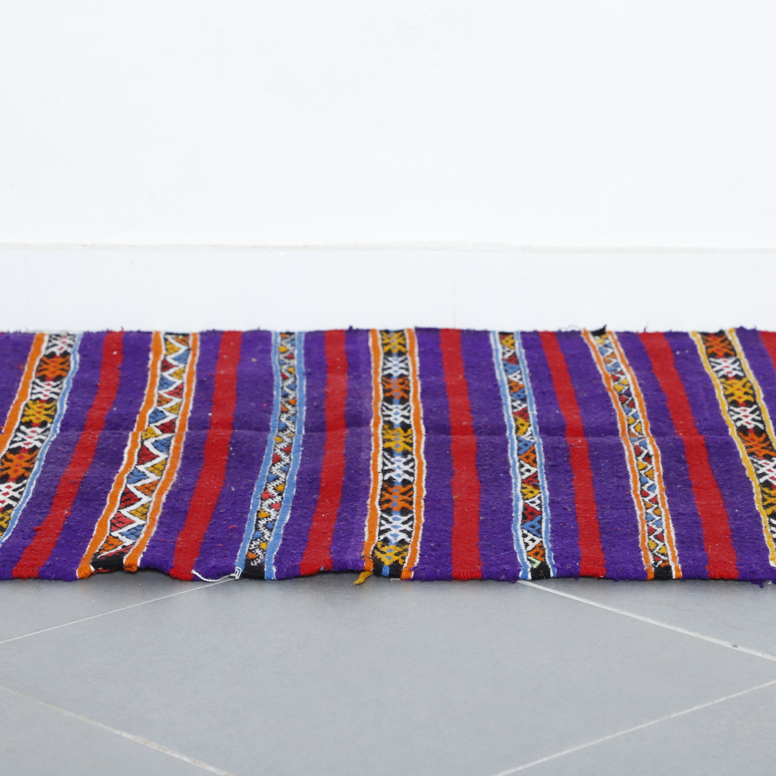 Vibrant Moroccan Kilim with Striped Design - Image 5