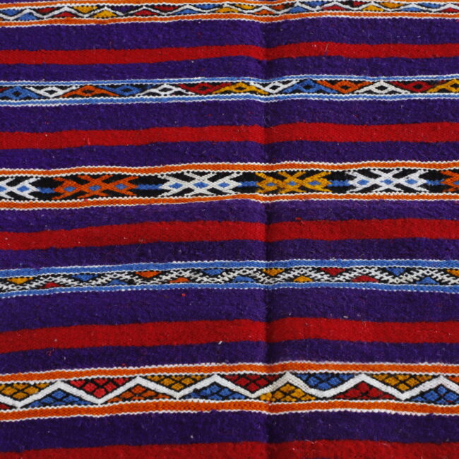 Vibrant Moroccan Kilim with Striped Design - Image 3