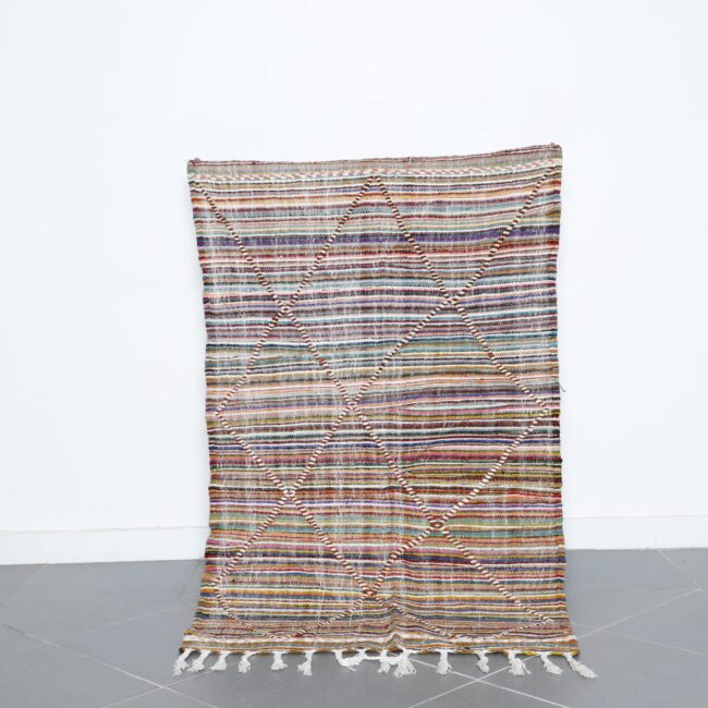 Colorful Moroccan Kilim with Diamond Lattice
