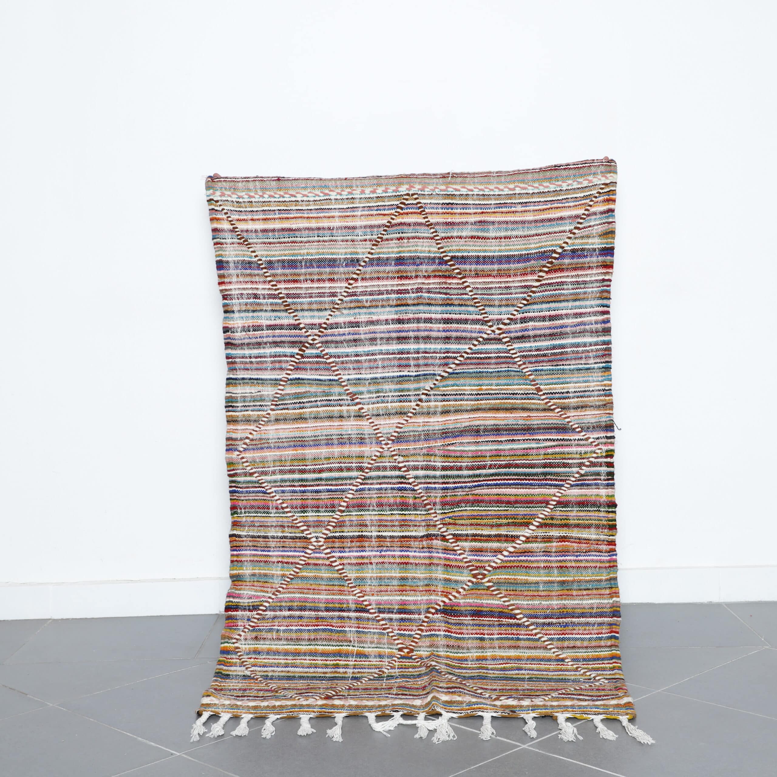 Colorful Moroccan Kilim with Diamond Lattice